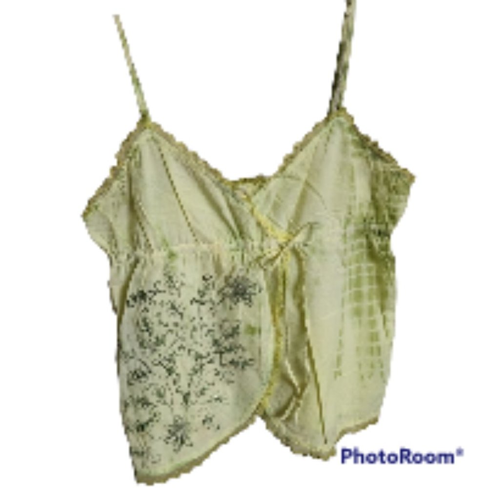 Sample Tie Dye Faux Wrap Sequin Embroidered Tank Cami Top with Adjustable Straps